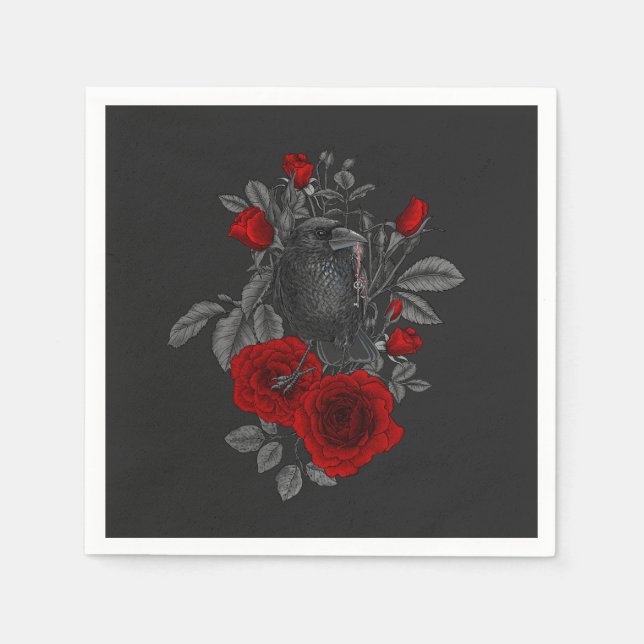 Raven with the key and roses napkins (Front)