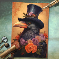 Raven with Top Hat 1 Decoupage Paper