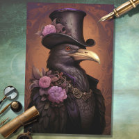 Raven with Top Hat 4 Decoupage Paper
