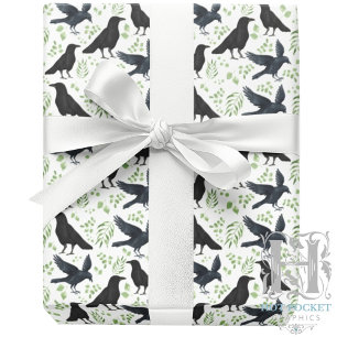 Raven Wrapping Paper in White