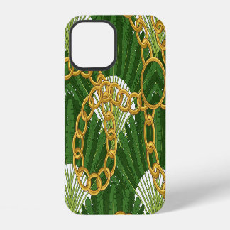 Ravenala & Gold Chains: Vintage Elegance iPhone 12 Case