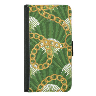 Ravenala & Gold Chains: Vintage Elegance Samsung Galaxy S5 Wallet Case