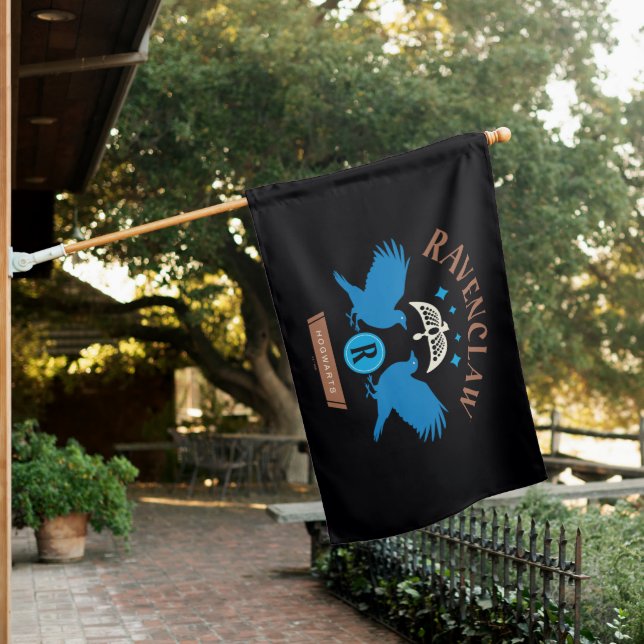 RAVENCLAW™ House Double Eagle Diadem Graphic House Flag (In SItu)
