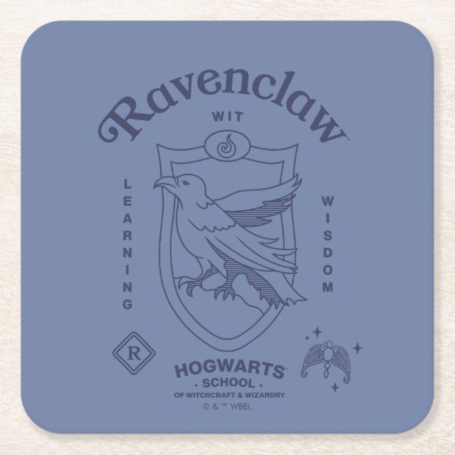 RAVENCLAW™ Wit Learning Wisdom Crest Square Paper Coaster (Front)