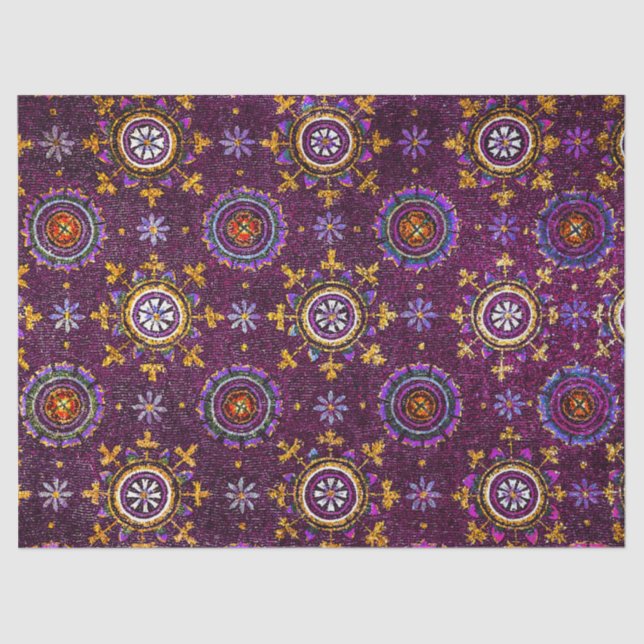 RAVENNA BYZANTINE MOSAIC PURPLE BLUE STARRY NIGHT TISSUE PAPER (Front)