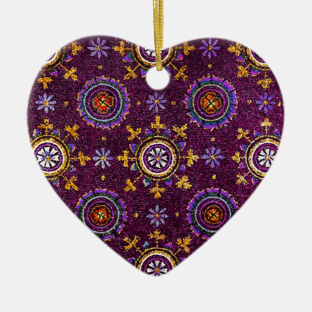 RAVENNA BYZANTINE MOSAICS,STAR,PURPLE STARRY NIGHT CERAMIC ORNAMENT (Front)