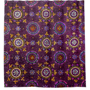 RAVENNA BYZANTINE MOSAICS,STAR,PURPLE STARRY NIGHT SHOWER CURTAIN