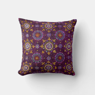 RAVENNA BYZANTINE MOSAICS,STAR,PURPLE STARRY NIGHT THROW PILLOW