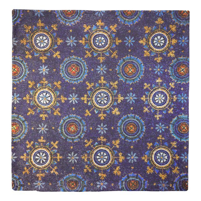 RAVENNA BYZANTINE MOSAICS,STARS,BLUE STARRY NIGHT DUVET COVER (Front)