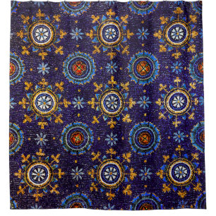 RAVENNA BYZANTINE MOSAICS,STARS,BLUE STARRY NIGHT SHOWER CURTAIN