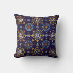 RAVENNA BYZANTINE MOSAICS,STARS,BLUE STARRY NIGHT THROW PILLOW