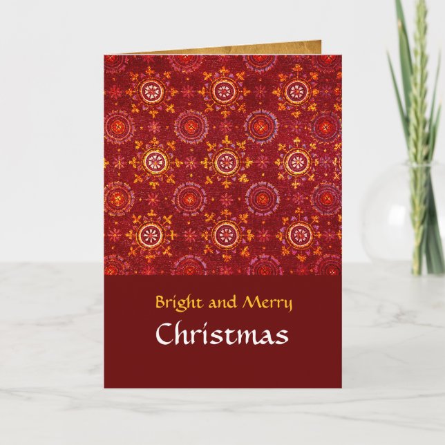RAVENNA BYZANTINE MOSAICS,STARS,RED STARRY NIGHT HOLIDAY CARD (Front)
