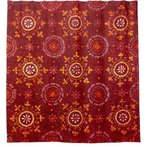 RAVENNA BYZANTINE MOSAICSSTARSRED STARRY NIGHT SHOWER CURTAIN