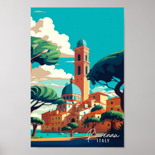Ravenna Italy Art vintage travel illustration Poster