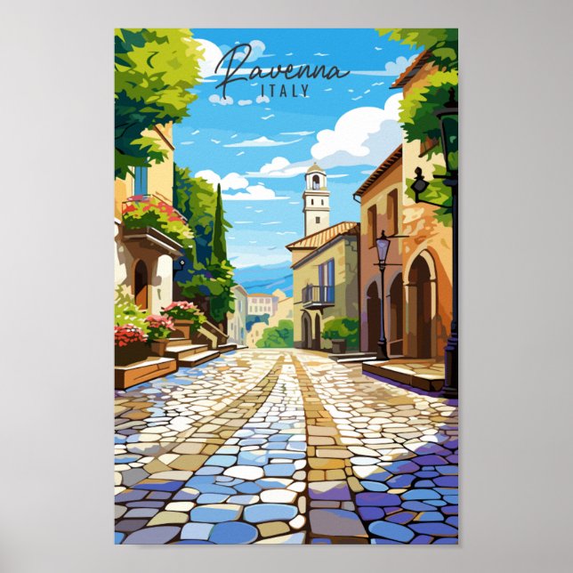 Ravenna Italy vintage travel illustration Poster (Front)