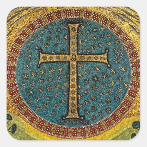 Ravenna Mosaic Cross Square Sticker