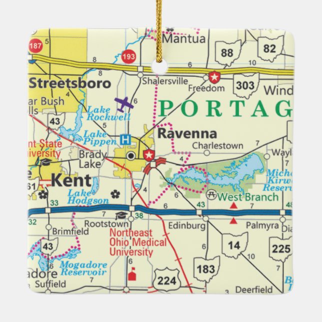 Ravenna Ohio Map Ceramic Ornament (Back)