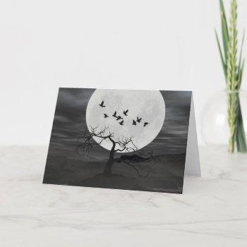 Ravens Against The Full Moon Card by SlightlyFantastical at Zazzle