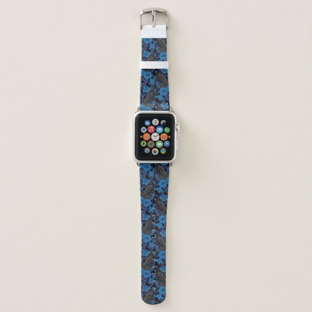 Ravens and  blue roses apple watch band (Front)