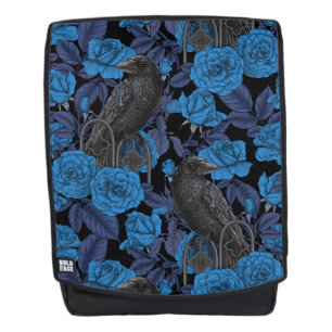 Ravens and blue roses backpack