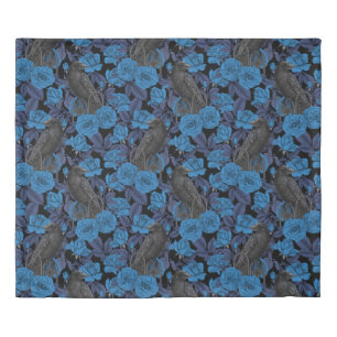 Ravens and  blue roses duvet cover