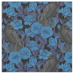 Ravens and  blue roses fabric