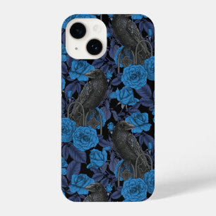 Ravens and blue roses iPhone 14 case