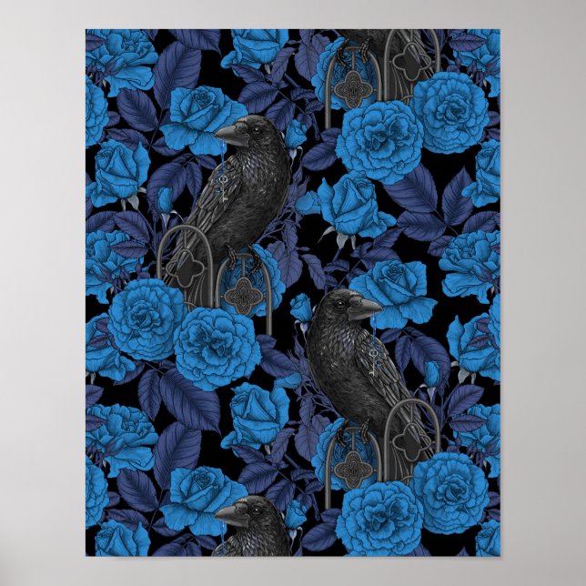 Ravens and  blue roses poster (Front)