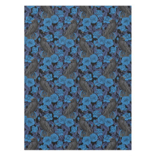 Ravens and  blue roses tablecloth