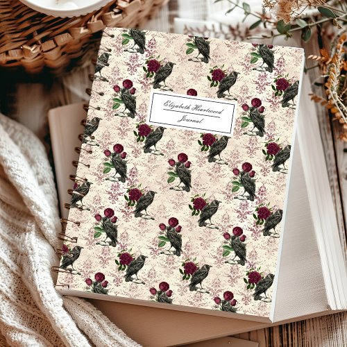 Ravens and Roses Personalized Vintage Gothic Notebook