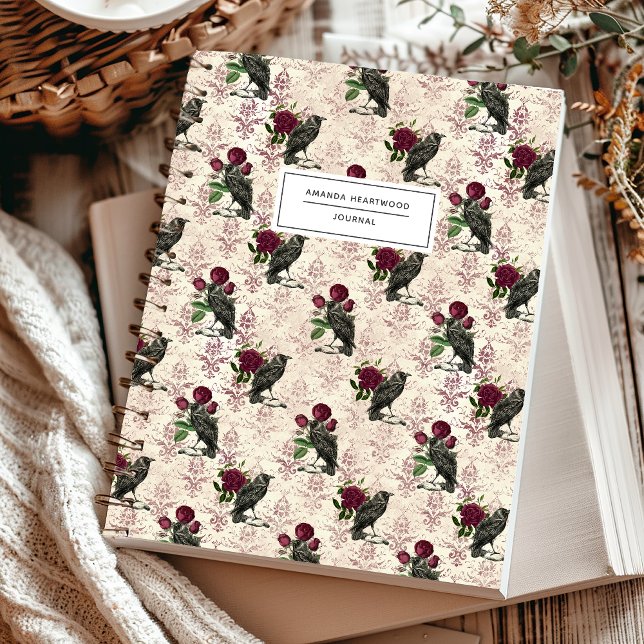 Ravens and Roses Personalized Vintage Gothic Notebook (Creator Uploaded)