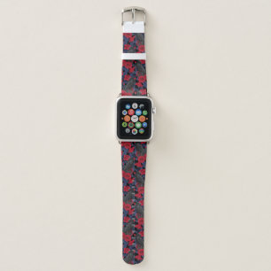 Ravens and roses with dark blue leaves apple watch band