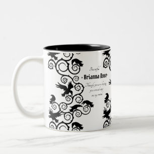 Ravens and Thorns Black & White Magical Fairy Tale Two-Tone Coffee Mug