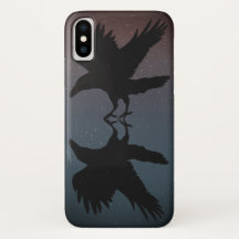 Ravens Birds Night Starry Sky Grunge