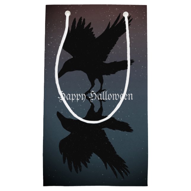 Ravens Birds Night Starry Sky Grunge Small Gift Bag (Front)