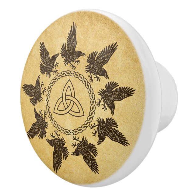Ravens Circle Dance Ceramic Knob (Right)