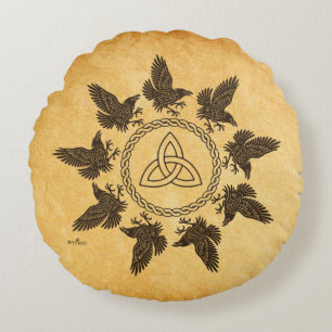 Ravens Circle Dance Round Pillow