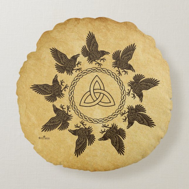 Ravens Circle Dance Round Pillow (Front)