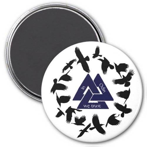 Ravens Circling Norse Valknut In Odin We Trust Magnet