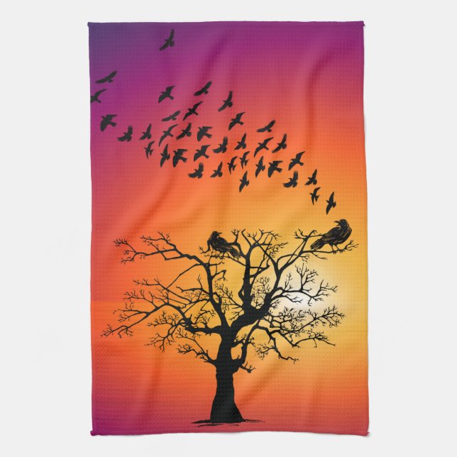 Ravens Crows Blackbirds Kitchen Towels (Vertical)