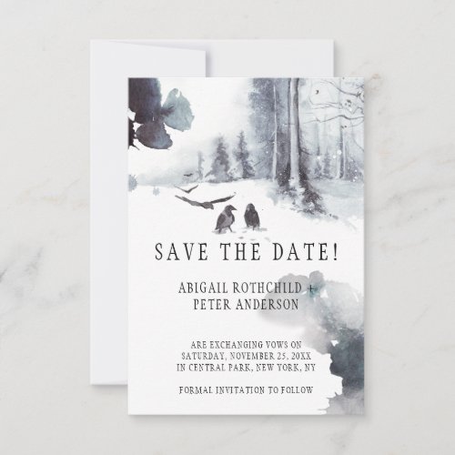 Ravens Crows Winter Woodland Scene Save The Date