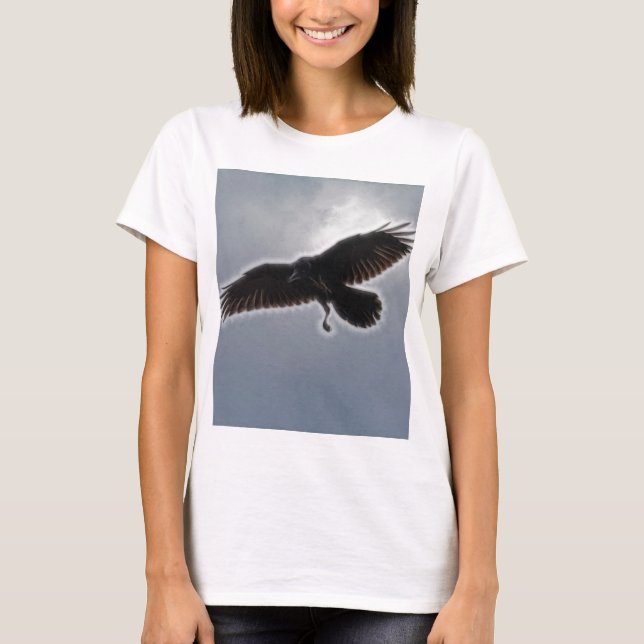 Raven's Descent Fractal Print T-Shirt (Front)