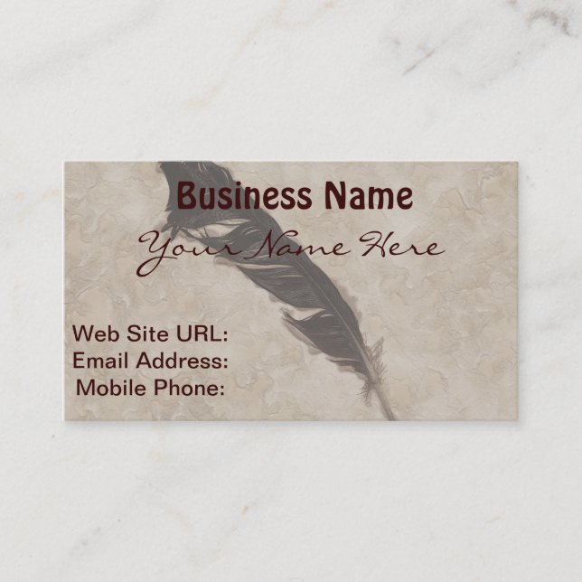 Raven's Feather Bird-lover Crow design Business Card (Front)