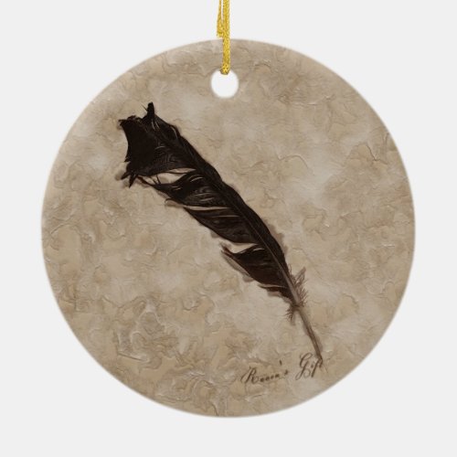 Ravens Feather Bird_lover Crow design Ceramic Ornament