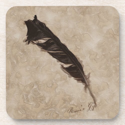 Ravens Feather Bird_lover Crow design Drink Coaster