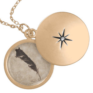 Raven's Feather Bird-lover Crow design Gold Plated Necklace
