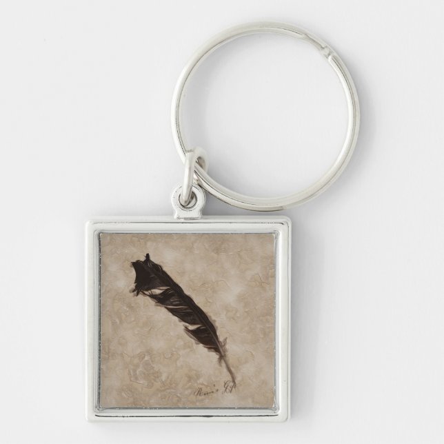 Raven's Feather Bird-lover Crow design Keychain (Front)