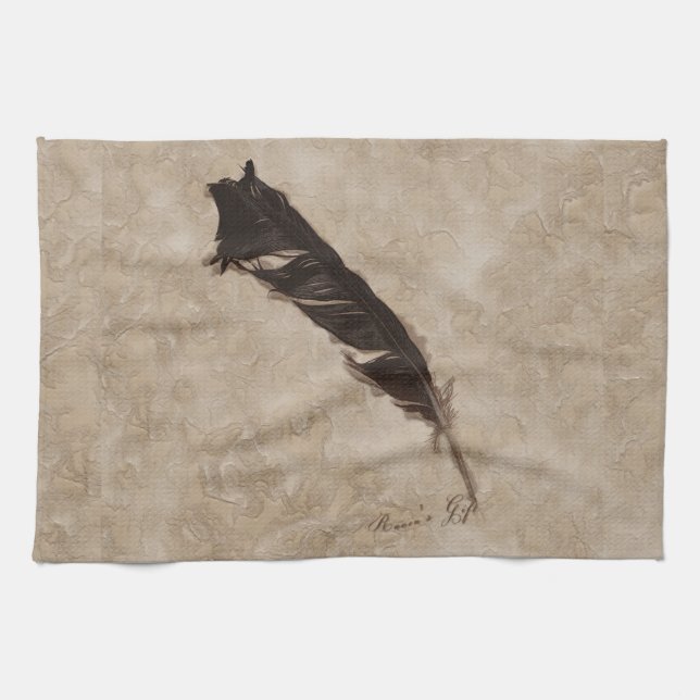 Raven's Feather Bird-lover Crow design Kitchen Towel (Horizontal)