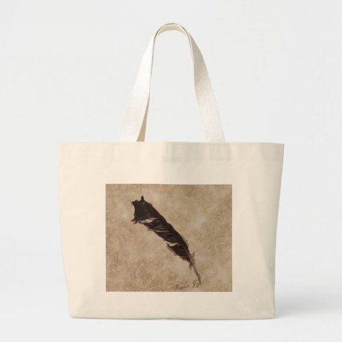Ravens Feather Bird_lover Crow design Large Tote Bag