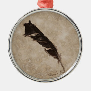 Raven's Feather Bird-lover Crow design Metal Ornament